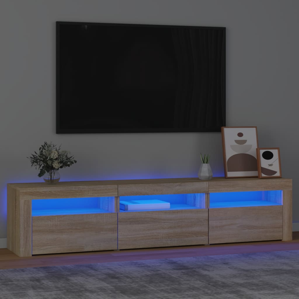 vidaXL Mueble de TV con luces LED roble Sonoma 180x35x40 cm