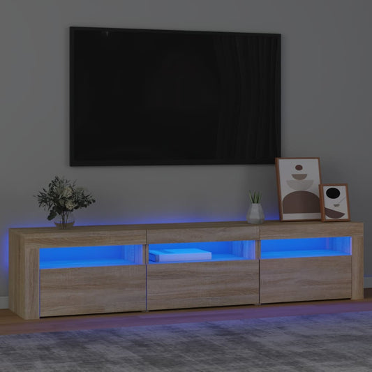 vidaXL Mueble de TV con luces LED roble Sonoma 180x35x40 cm