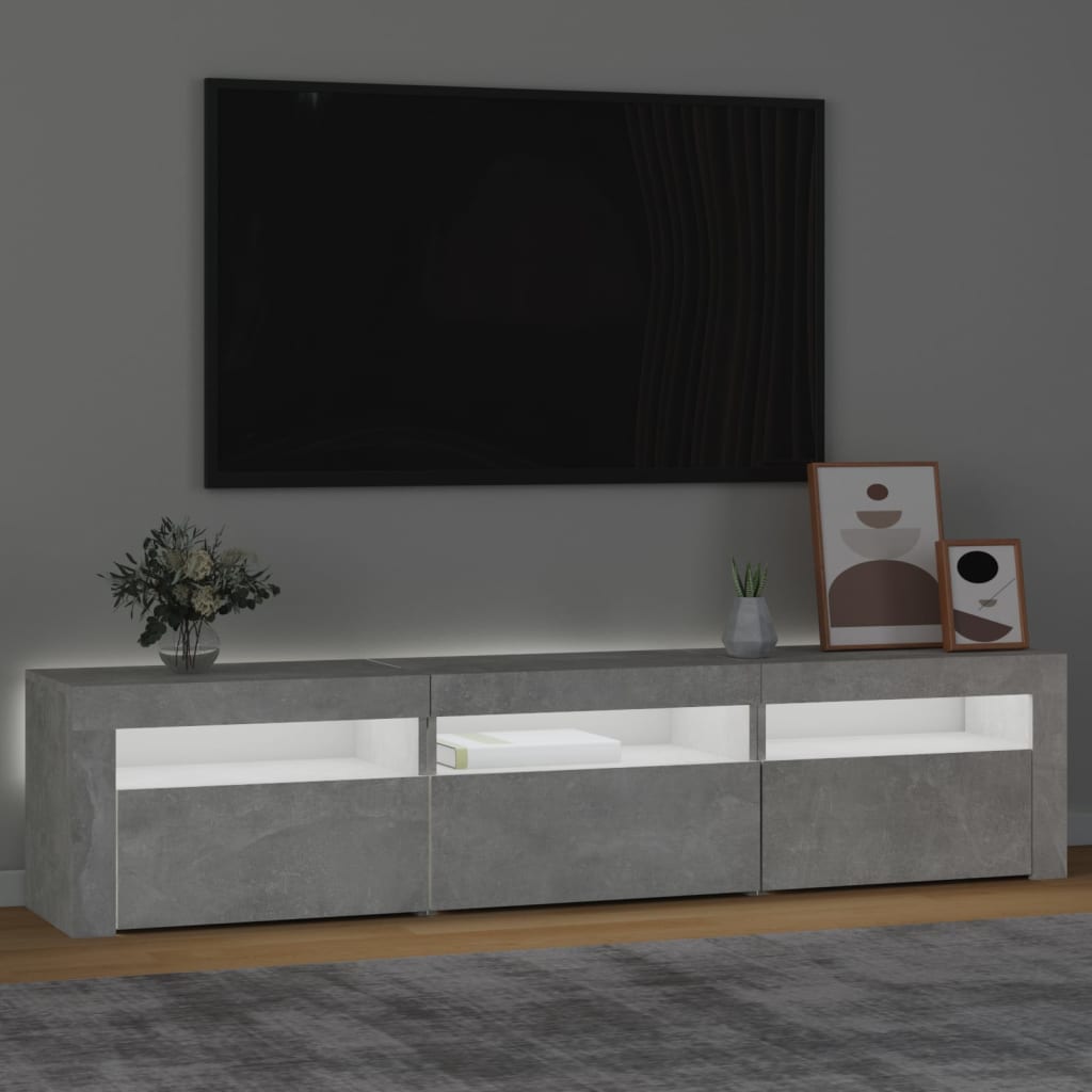 vidaXL Mueble de TV con luces LED gris hormigón 180x35x40 cm