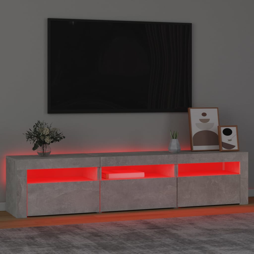 vidaXL Mueble de TV con luces LED gris hormigón 180x35x40 cm