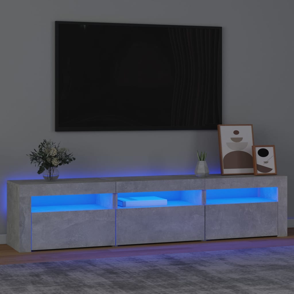 vidaXL Mueble de TV con luces LED gris hormigón 180x35x40 cm