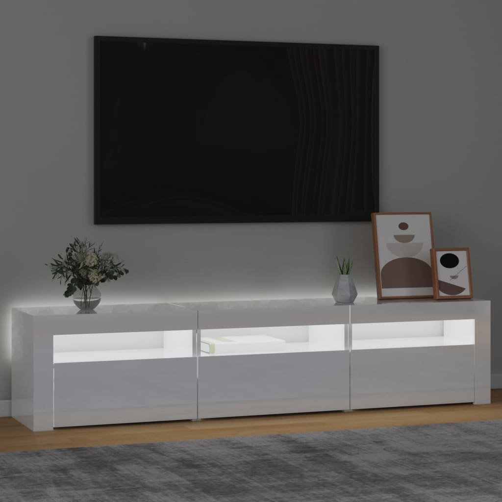 vidaXL Mueble de TV con luces LED blanco brillante 180x35x40 cm