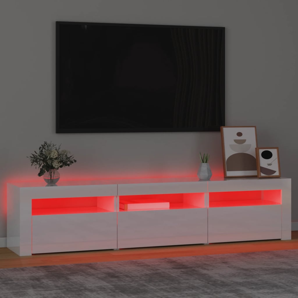 vidaXL Mueble de TV con luces LED blanco brillante 180x35x40 cm