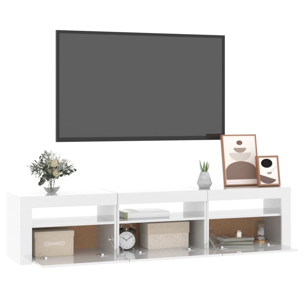 vidaXL Mueble de TV con luces LED blanco brillante 180x35x40 cm