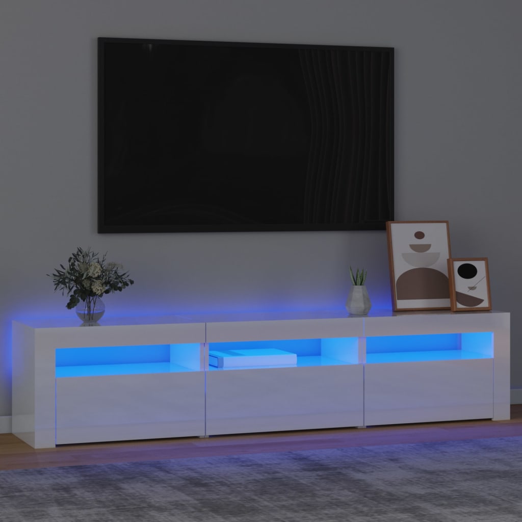 vidaXL Mueble de TV con luces LED blanco brillante 180x35x40 cm