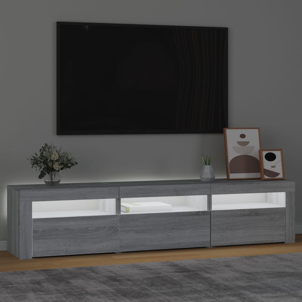 vidaXL Mueble de TV con luces LED gris Sonoma 180x35x40 cm