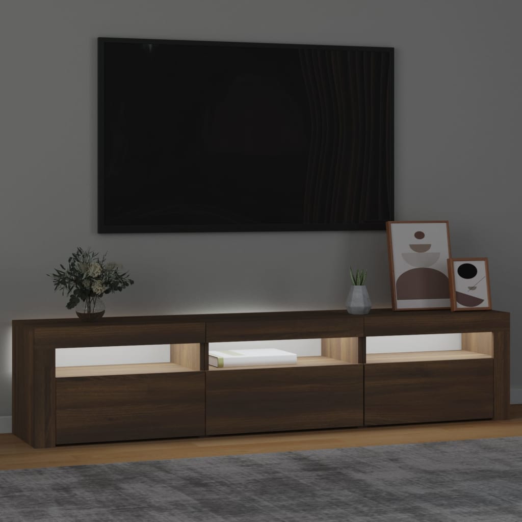 vidaXL Mueble de TV con luces LED color marrón roble 180x35x40 cm