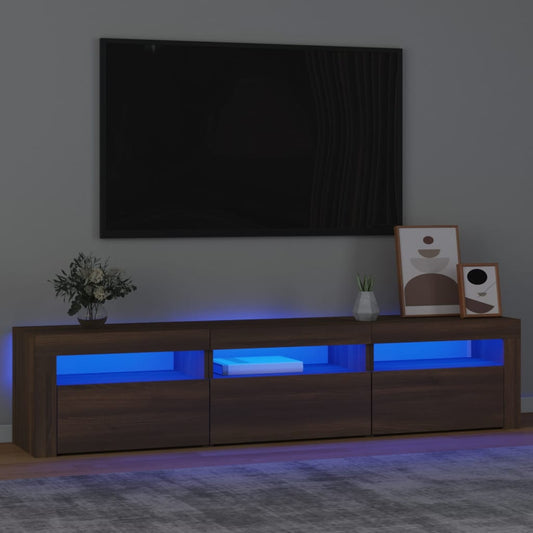 vidaXL Mueble de TV con luces LED color marrón roble 180x35x40 cm