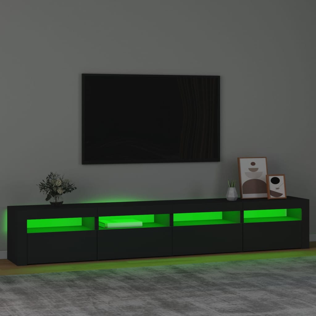 vidaXL Mueble de TV con luces LED Negro 240x35x40 cm