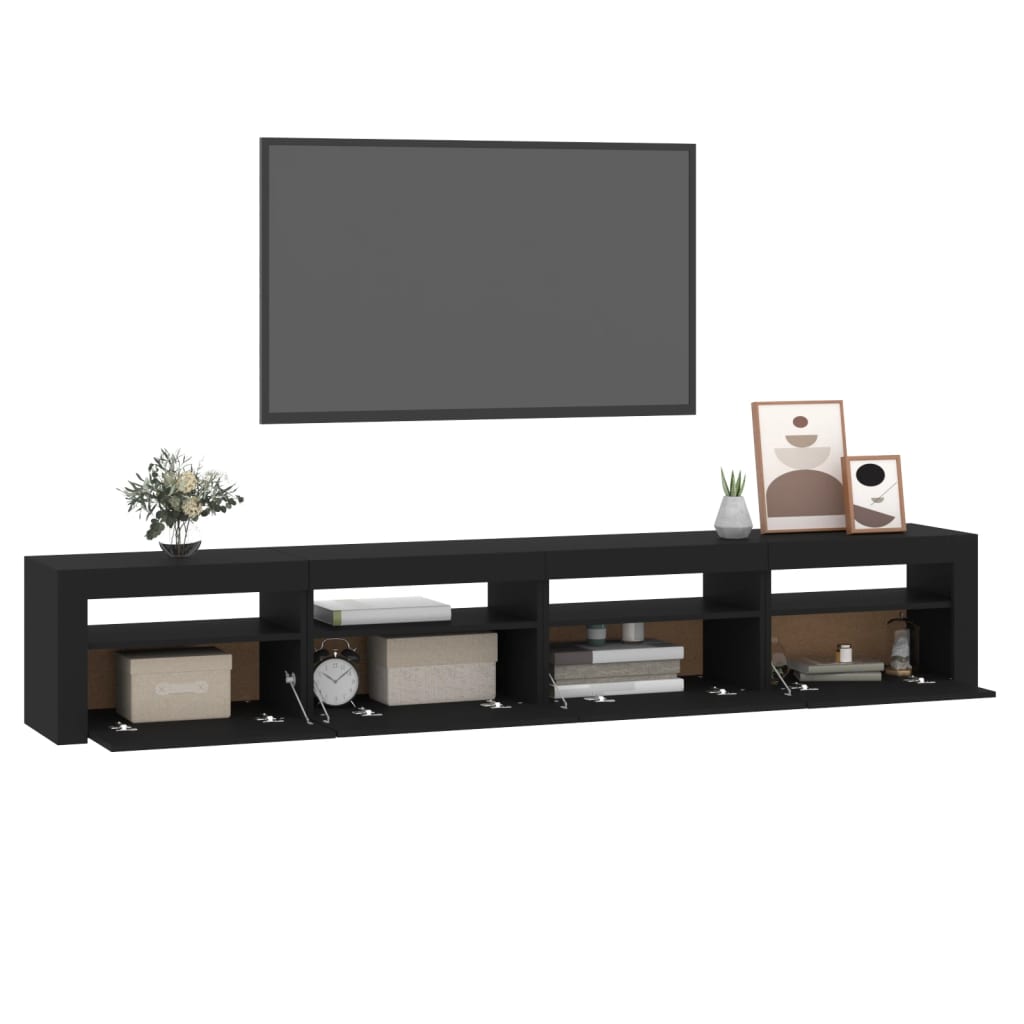 vidaXL Mueble de TV con luces LED Negro 240x35x40 cm