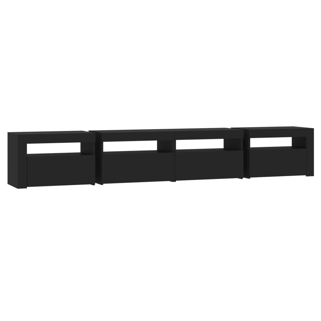 vidaXL Mueble de TV con luces LED Negro 240x35x40 cm