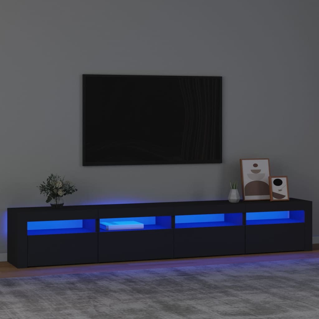 vidaXL Mueble de TV con luces LED Negro 240x35x40 cm