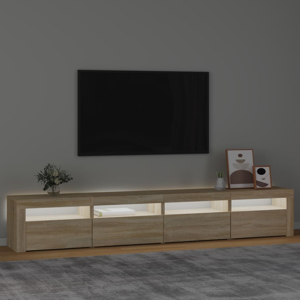 vidaXL Mueble de TV con luces LED roble Sonoma 240x35x40 cm