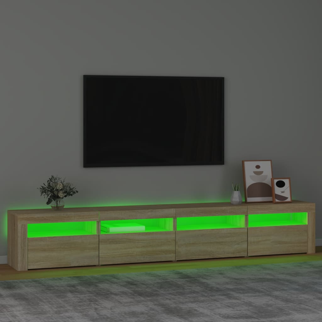 vidaXL Mueble de TV con luces LED roble Sonoma 240x35x40 cm