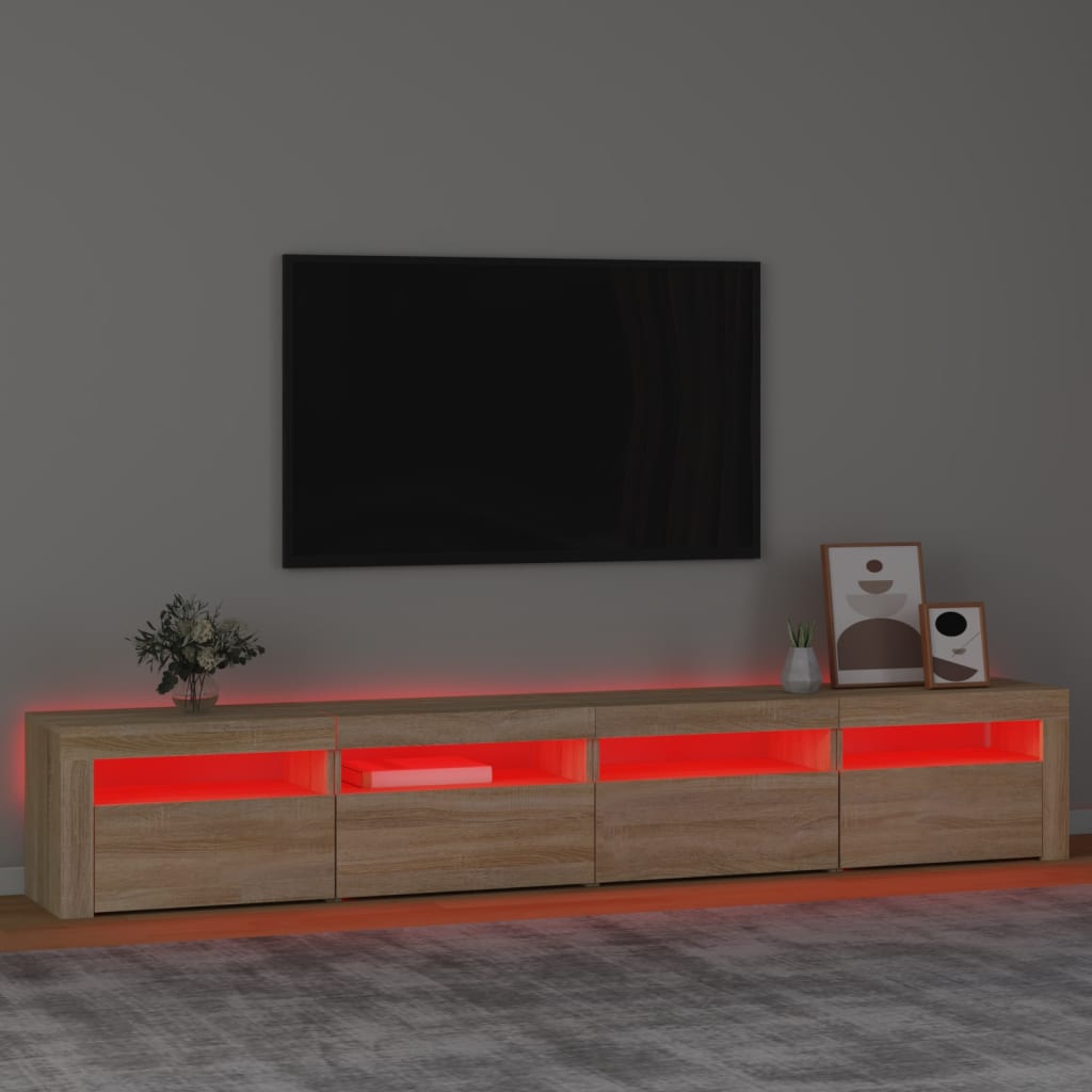 vidaXL Mueble de TV con luces LED roble Sonoma 240x35x40 cm