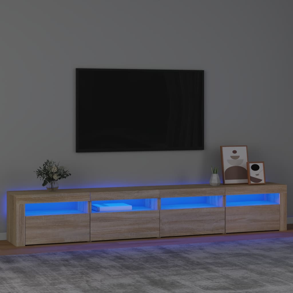 vidaXL Mueble de TV con luces LED roble Sonoma 240x35x40 cm