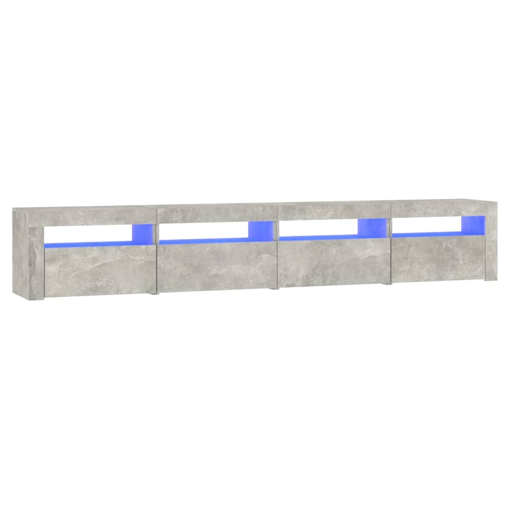 vidaXL Mueble de TV con luces LED gris hormigón 240x35x40 cm