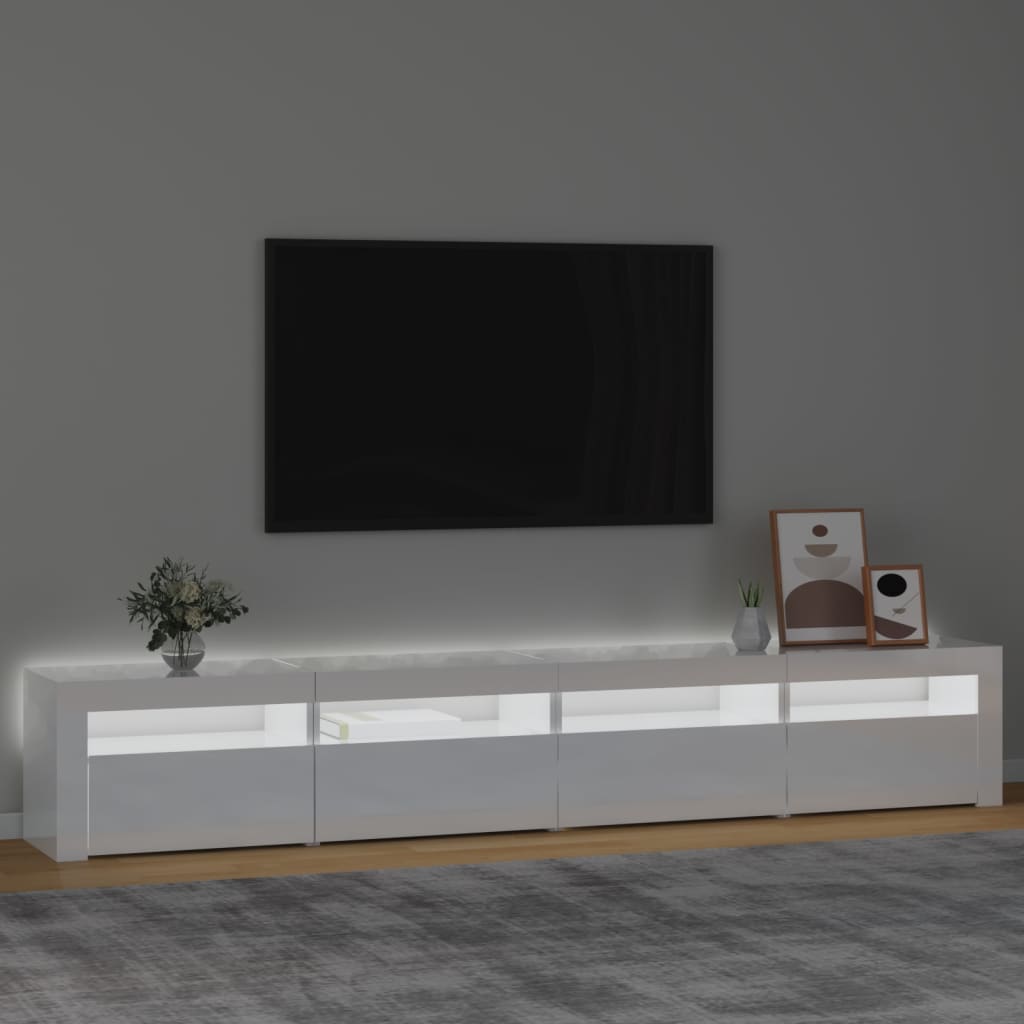 vidaXL Mueble de TV con luces LED blanco brillante 240x35x40 cm