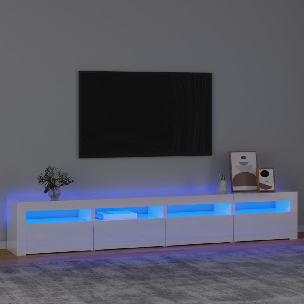 vidaXL Mueble de TV con luces LED blanco brillante 240x35x40 cm