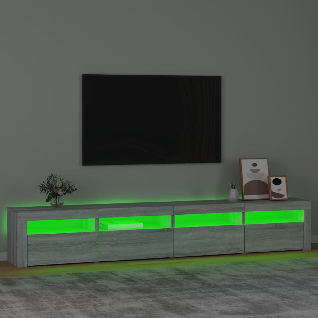 vidaXL Mueble de TV con luces LED gris Sonoma 240x35x40 cm