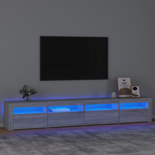 vidaXL Mueble de TV con luces LED gris Sonoma 240x35x40 cm