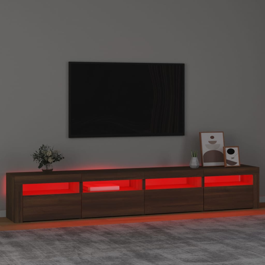 vidaXL Mueble de TV con luces LED marrón roble 240x35x40 cm