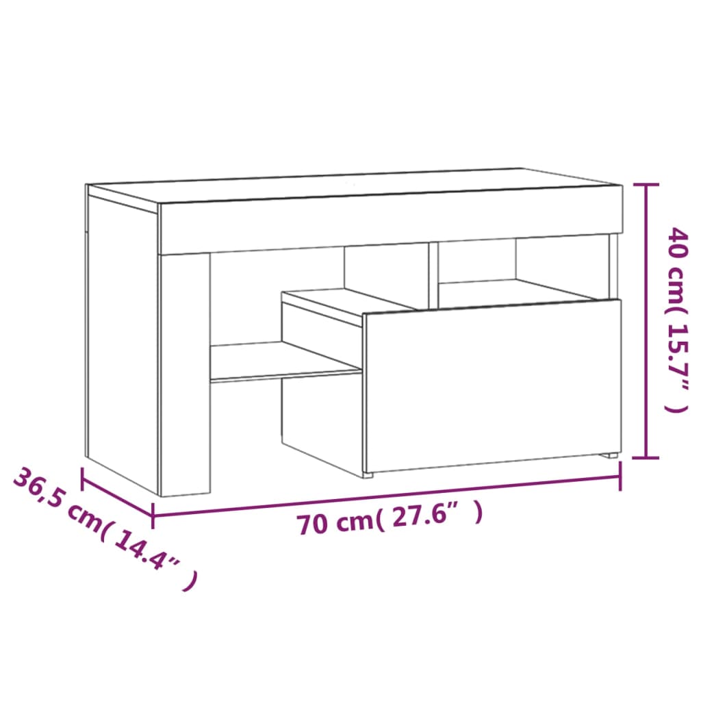 vidaXL Mesitas de noche con luces LED 2 uds roble Sonoma 70x36,5x40cm