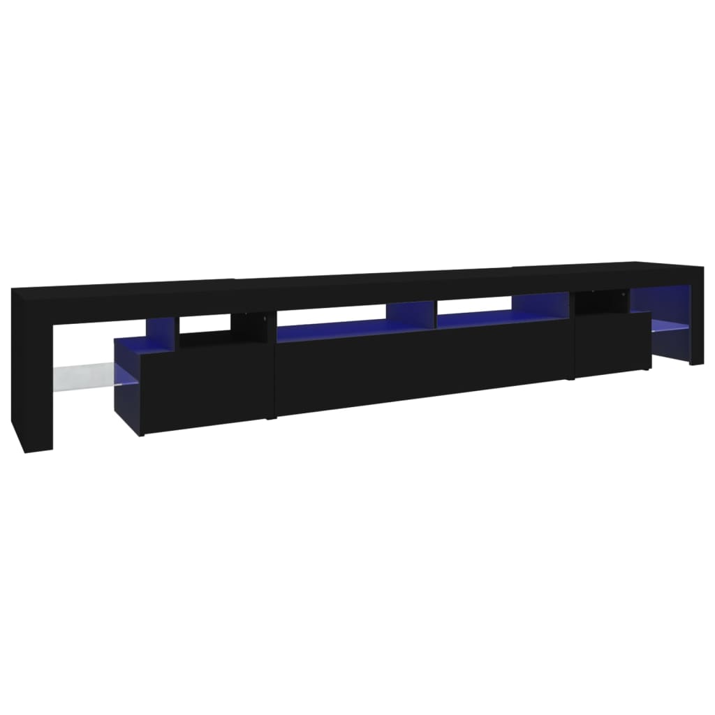 vidaXL Mueble de TV con luces LED Negro 260x36,5x40 cm