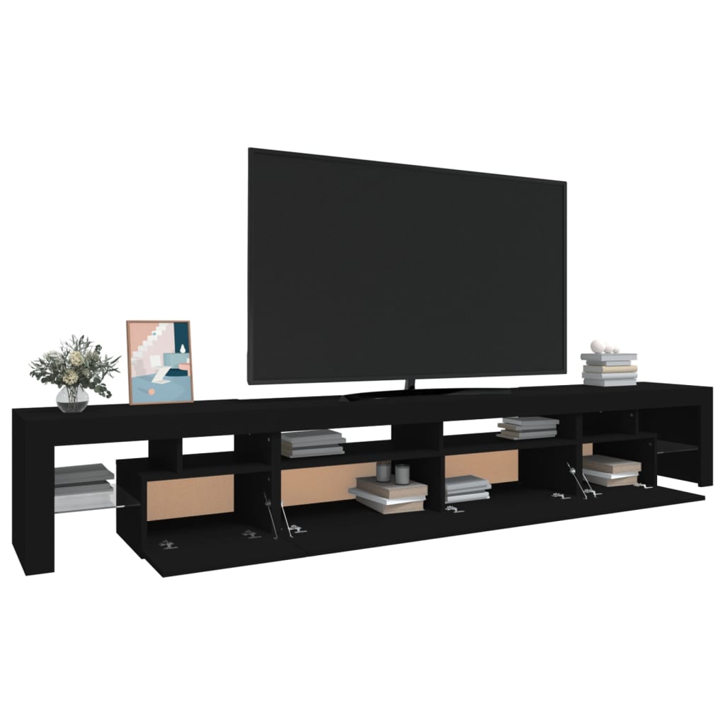 vidaXL Mueble de TV con luces LED Negro 260x36,5x40 cm