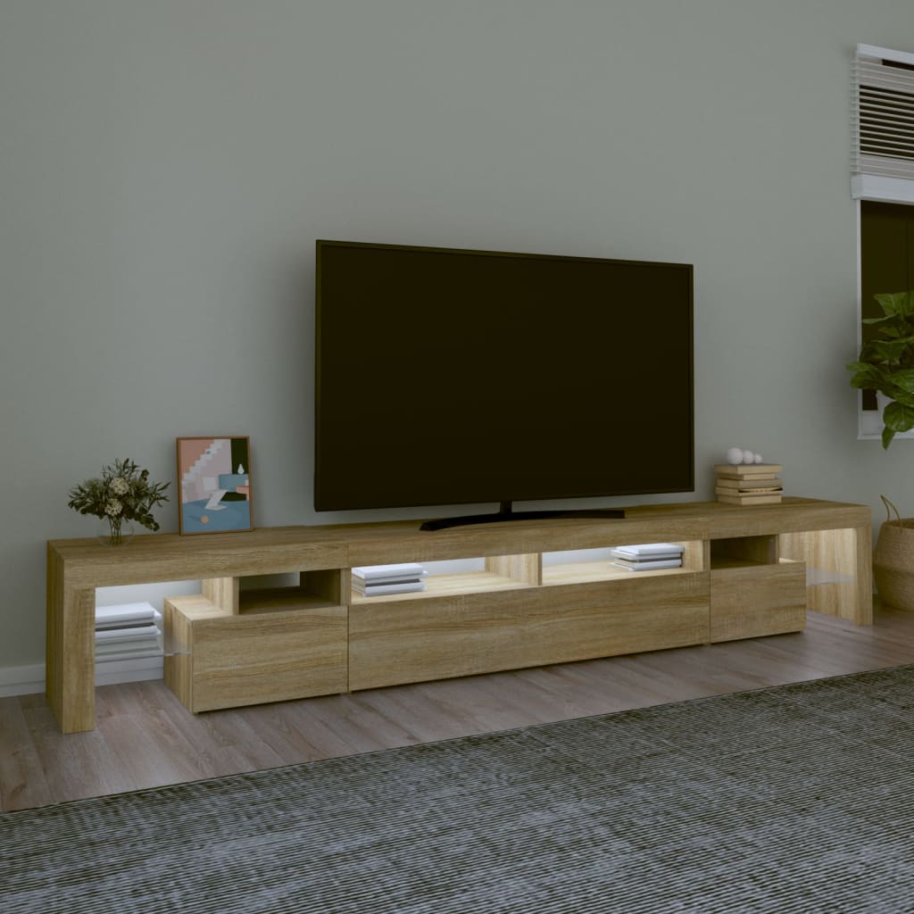 vidaXL Mueble de TV con luces LED roble Sonoma 260x36,5x40 cm