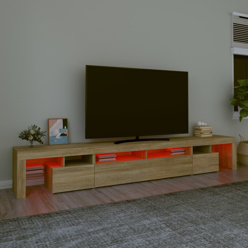 vidaXL Mueble de TV con luces LED roble Sonoma 260x36,5x40 cm