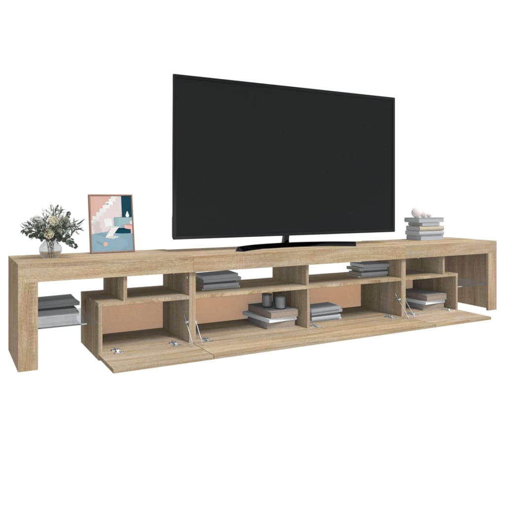 vidaXL Mueble de TV con luces LED roble Sonoma 260x36,5x40 cm