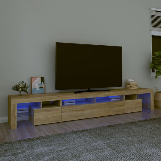 vidaXL Mueble de TV con luces LED roble Sonoma 260x36,5x40 cm