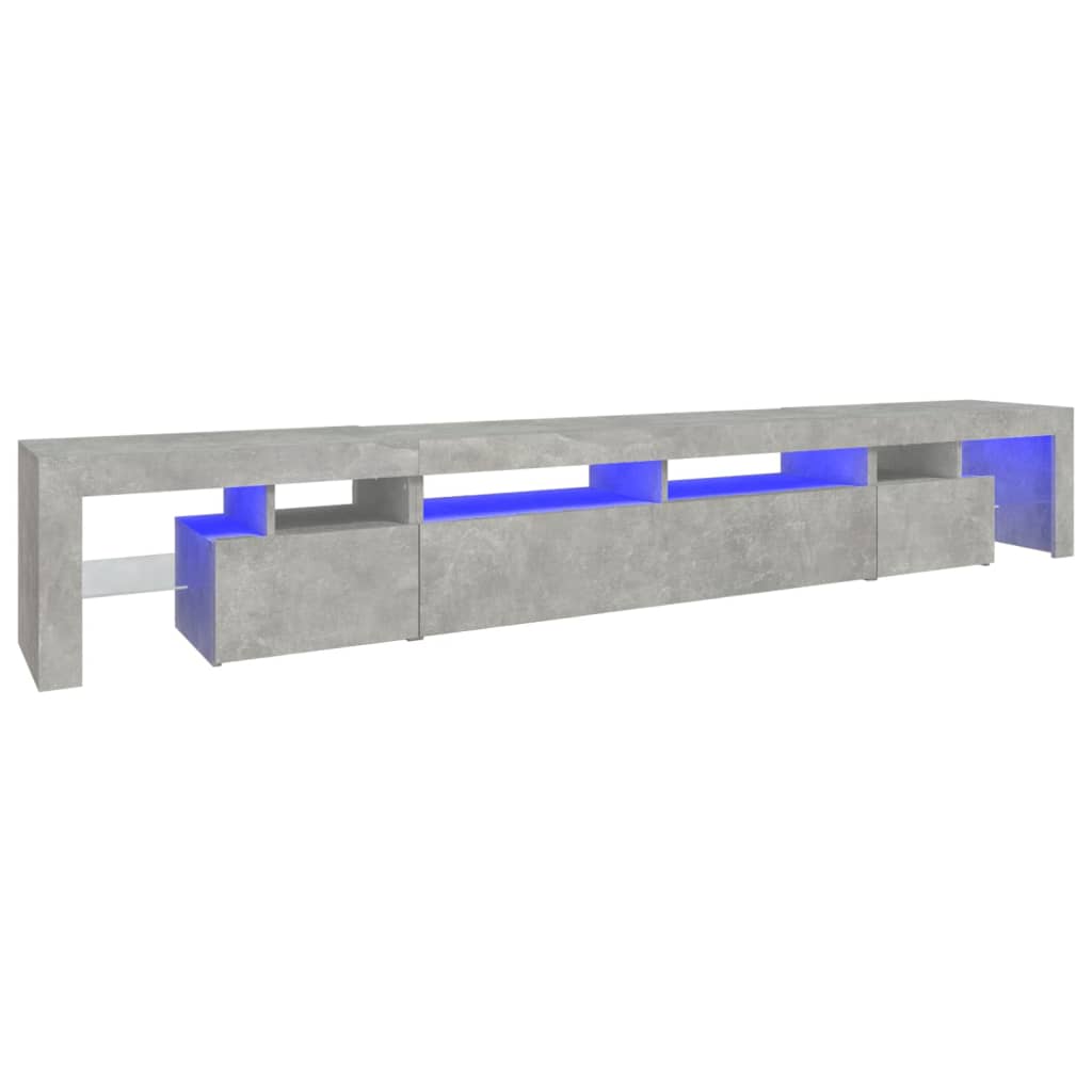 vidaXL Mueble de TV con luces LED gris hormigón 260x36,5x40 cm