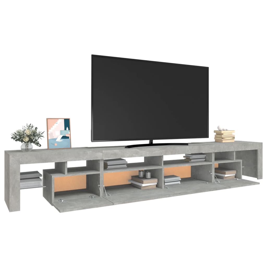 vidaXL Mueble de TV con luces LED gris hormigón 260x36,5x40 cm