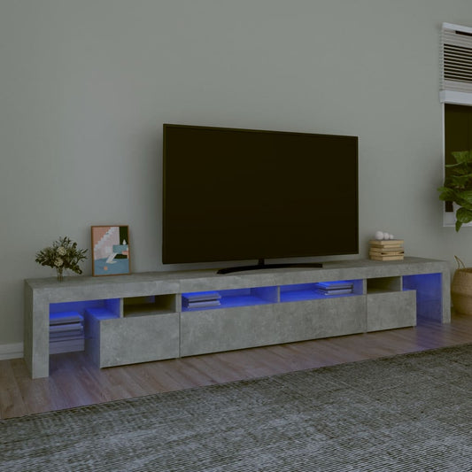 vidaXL Mueble de TV con luces LED gris hormigón 260x36,5x40 cm