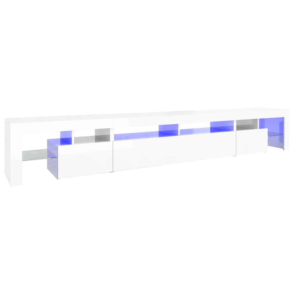 vidaXL Mueble de TV con luces LED blanco brillante 260x36,5x40 cm