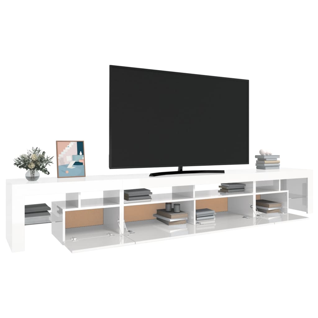 vidaXL Mueble de TV con luces LED blanco brillante 260x36,5x40 cm