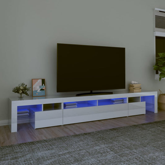 vidaXL Mueble de TV con luces LED blanco brillante 260x36,5x40 cm