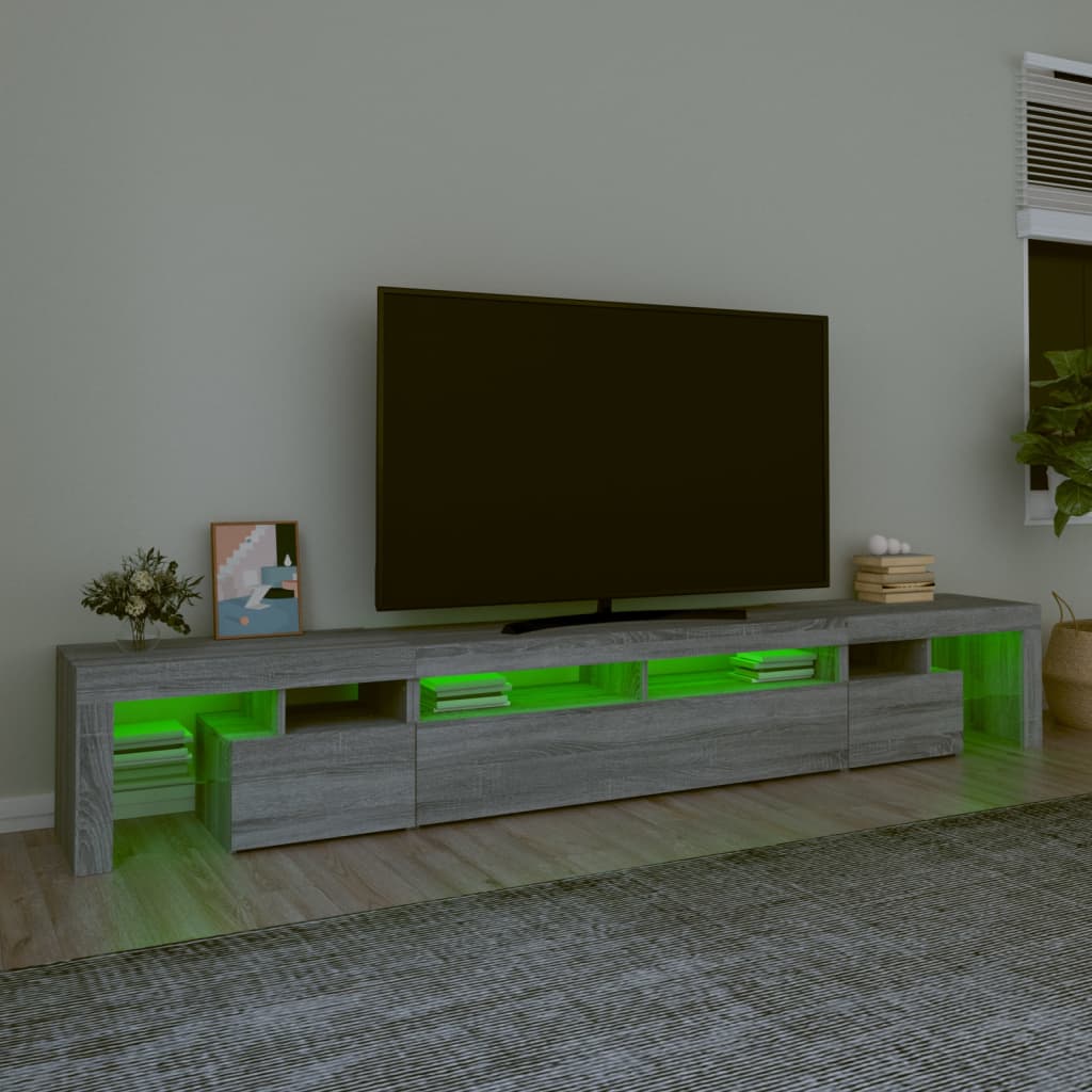 vidaXL Mueble de TV con luces LED gris Sonoma 260x36,5x40 cm