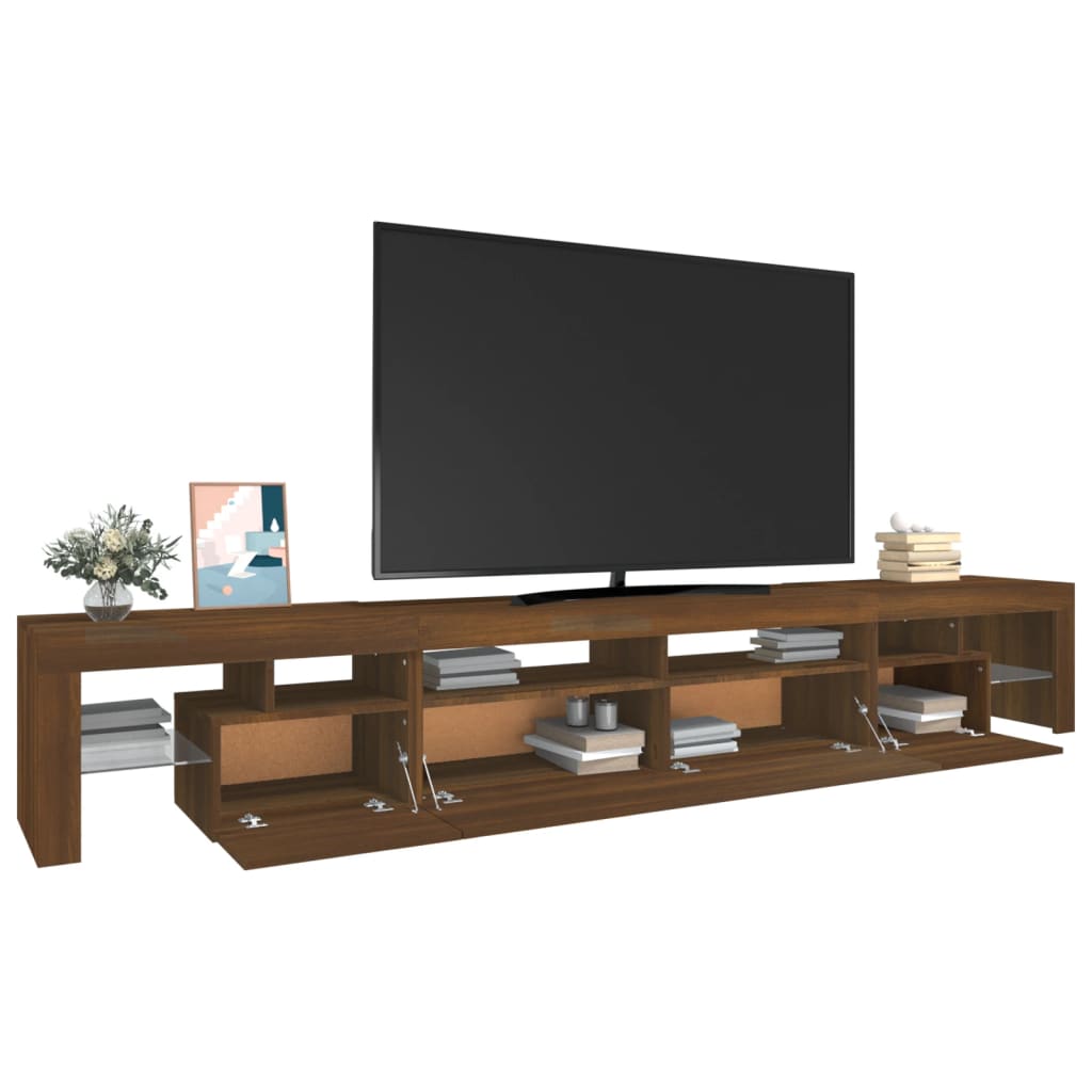 vidaXL Mueble de TV con luces LED marrón roble 260x36,5x40 cm