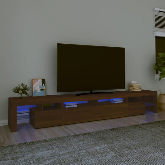 vidaXL Mueble de TV con luces LED marrón roble 260x36,5x40 cm