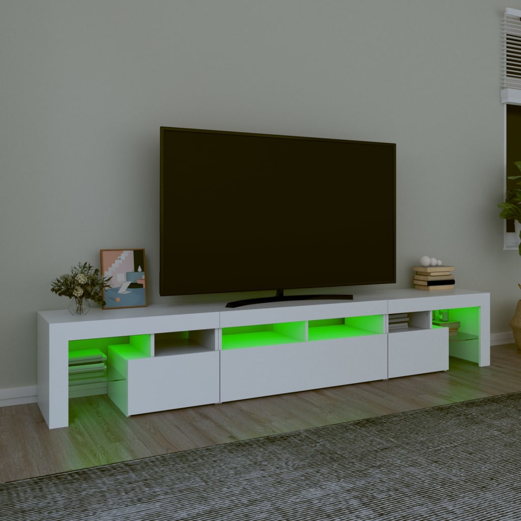 vidaXL Mueble de TV con luces LED blanco 230x36,5x40 cm