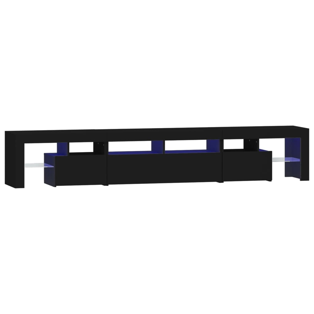 vidaXL Mueble de TV con luces LED Negro 230x36,5x40 cm