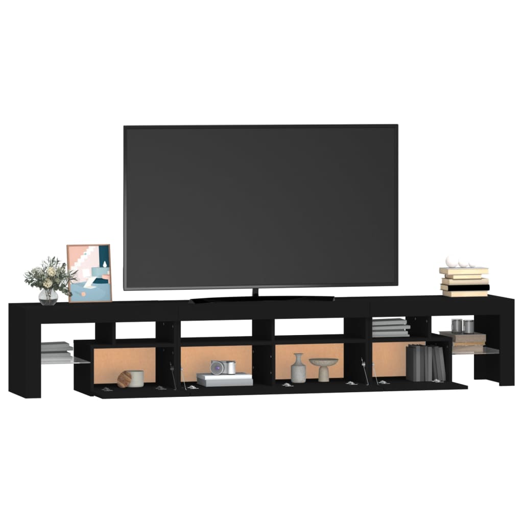 vidaXL Mueble de TV con luces LED Negro 230x36,5x40 cm