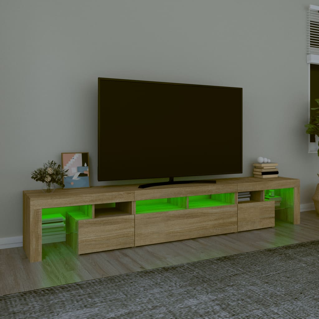 vidaXL Mueble de TV con luces LED roble Sonoma 230x36,5x40 cm