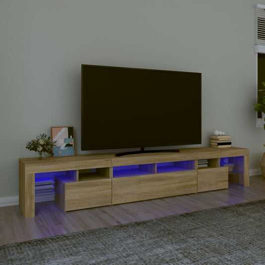 vidaXL Mueble de TV con luces LED roble Sonoma 230x36,5x40 cm