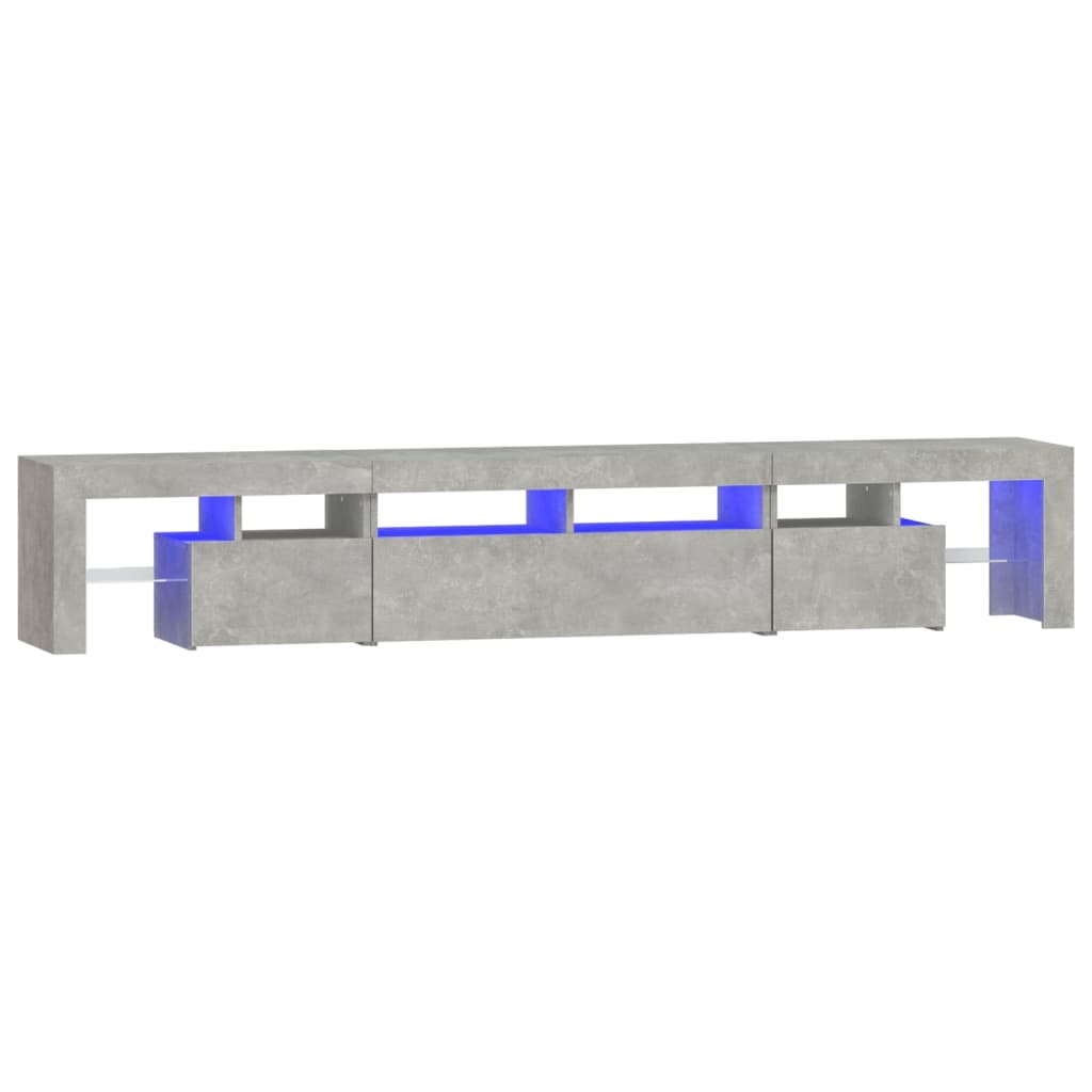 vidaXL Mueble de TV con luces LED gris hormigón 230x36,5x40 cm