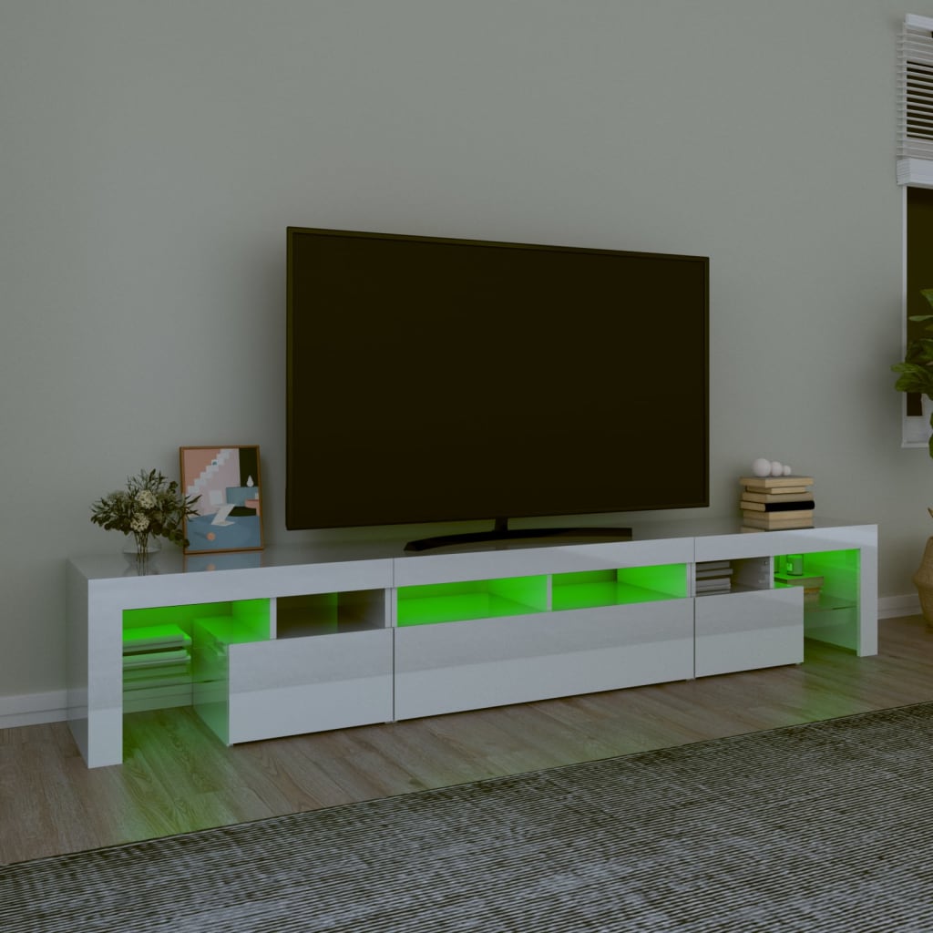 vidaXL Mueble de TV con luces LED blanco brillante 230x36,5x40 cm