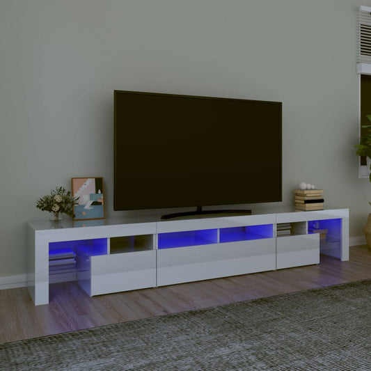 vidaXL Mueble de TV con luces LED blanco brillante 230x36,5x40 cm